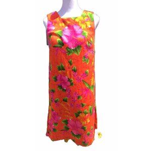 Vtg Pomare Hawaii 60s 70s Dress Mod Tiki Hawaiian Women’s Barbie Pink Orange HTF